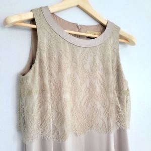 NWT St. John Lace Overlay Dress Oatmeal Color Size 8